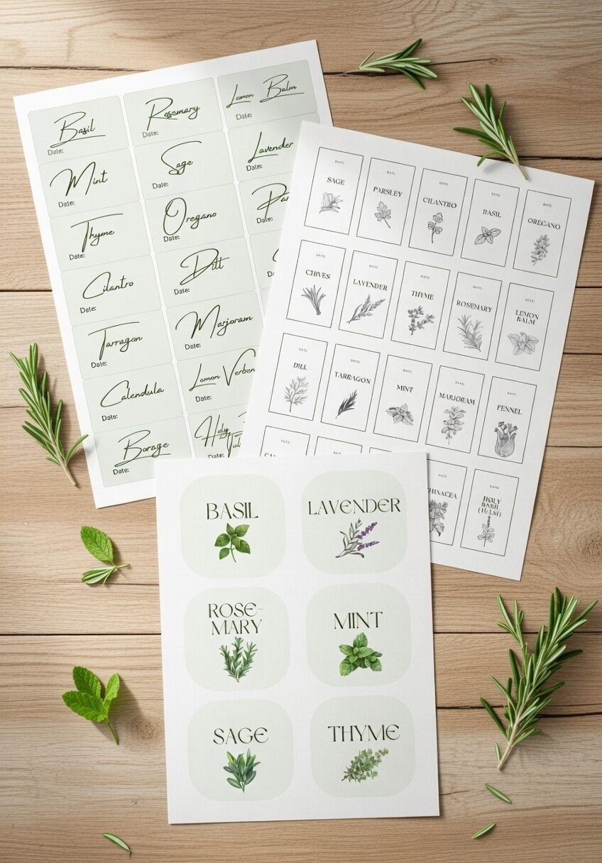 Herb seed labels, printable download
